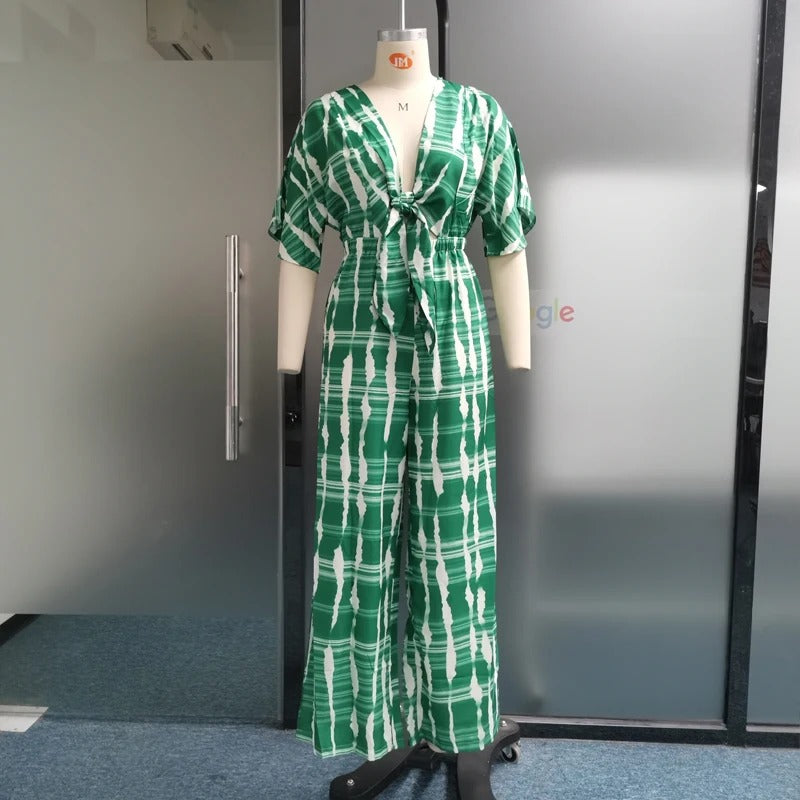 Dolmanärmad V-neckad jumpsuit för kvinnor