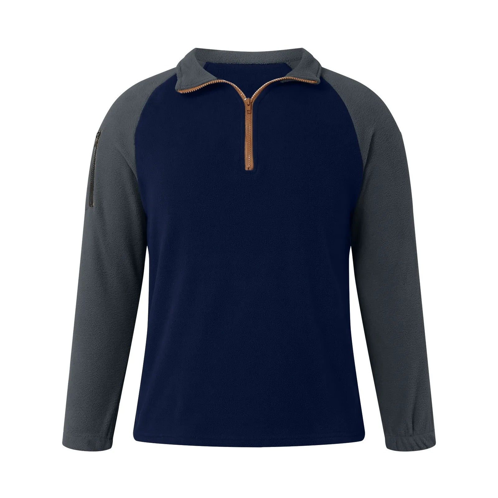 Fleecetröja med ärmar och fickor för män