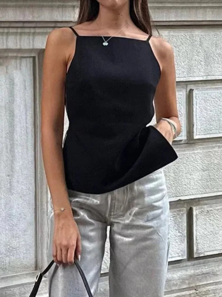 Rygglös tunn stropptopp för kvinnor