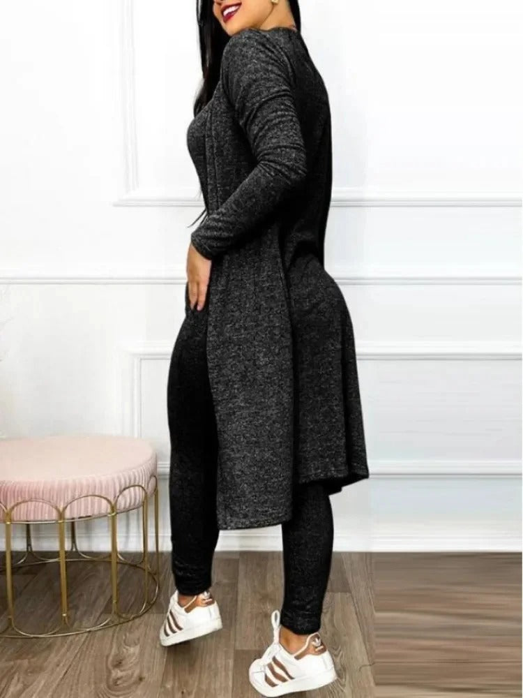 Dragsko Pocket Design Jumpsuit & Coat Set