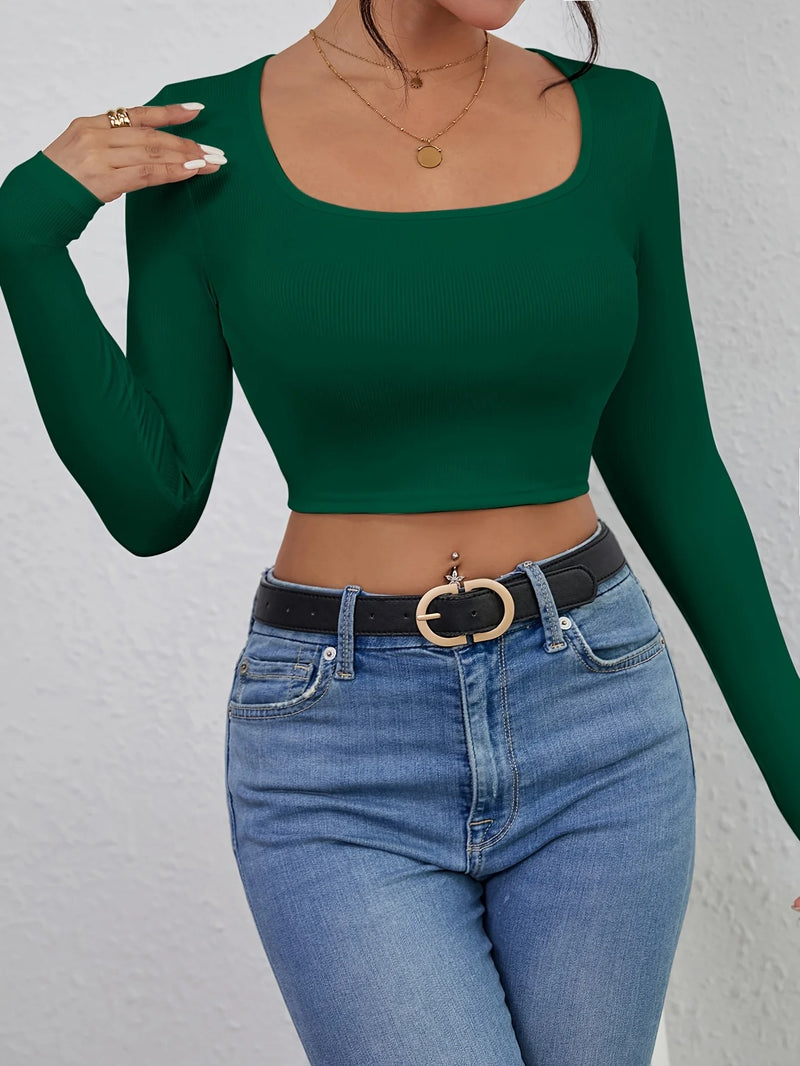 Slim Fit T-shirt med fyrkantig hals för kvinnor