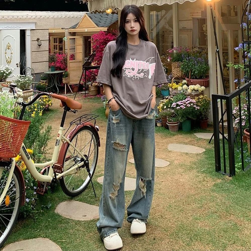 High-Street Vibe-byxor med vida ben för kvinnor