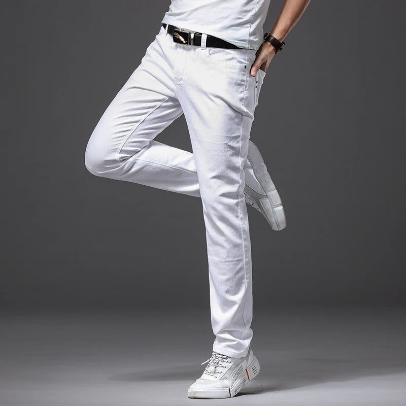Klassiska vita Slim Fit-jeans för män