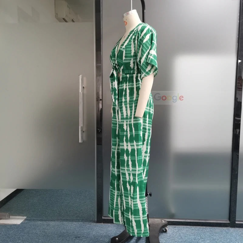 Dolmanärmad V-neckad jumpsuit för kvinnor