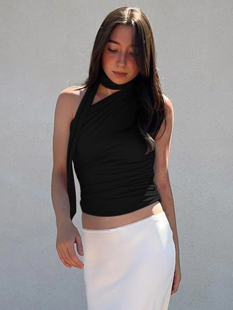 Rygglös Off-Shoulder Halter Crop Top för kvinnor