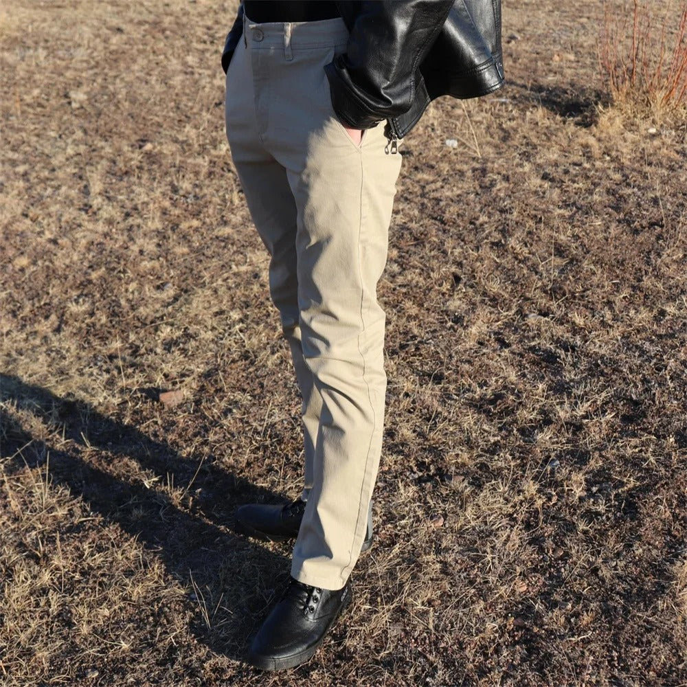 Slim fit-byxor i bomull för herr