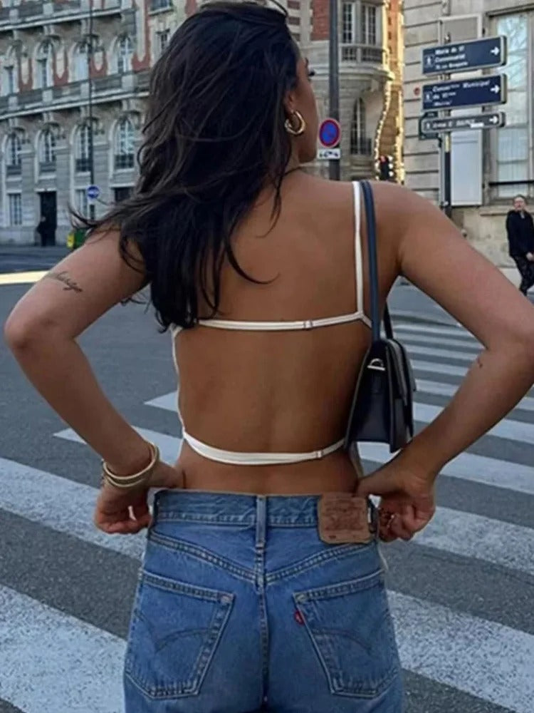 Rygglös tunn stropptopp för kvinnor