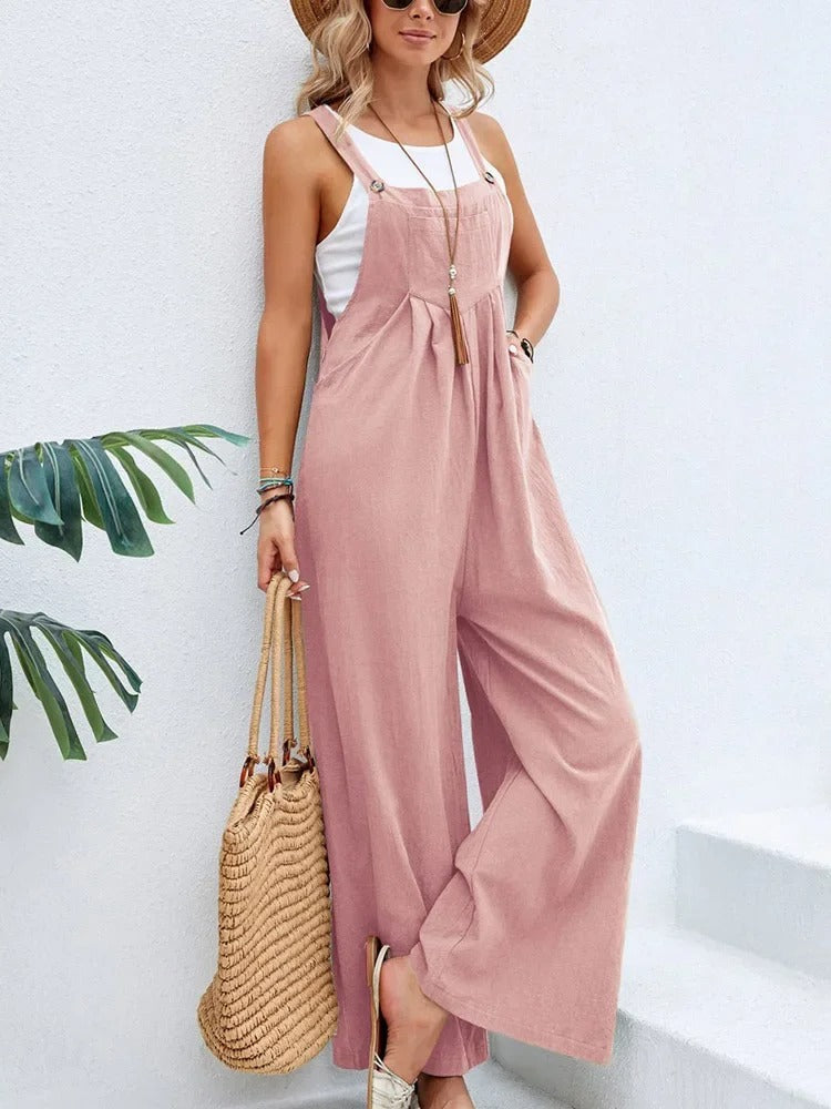 Baggy Bib Jumpsuit med vida ben för kvinnor