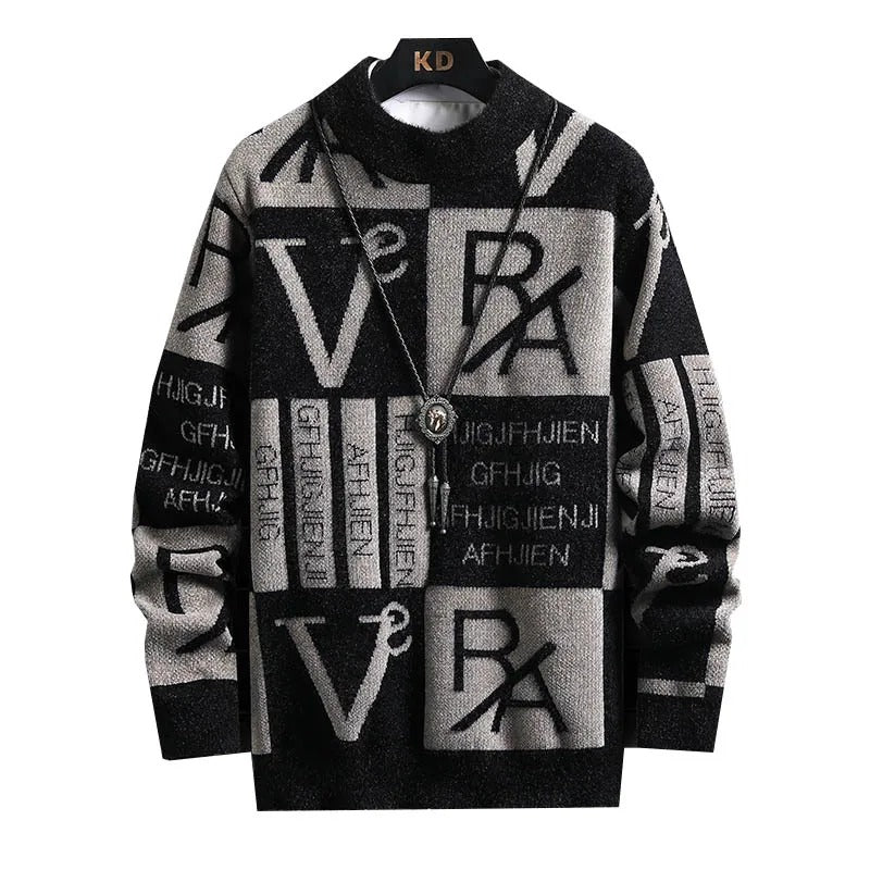 Randig rundhalsad tröja för män