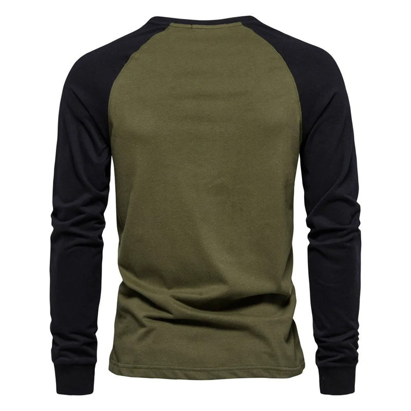 Långärmad Patchwork T-shirt för män