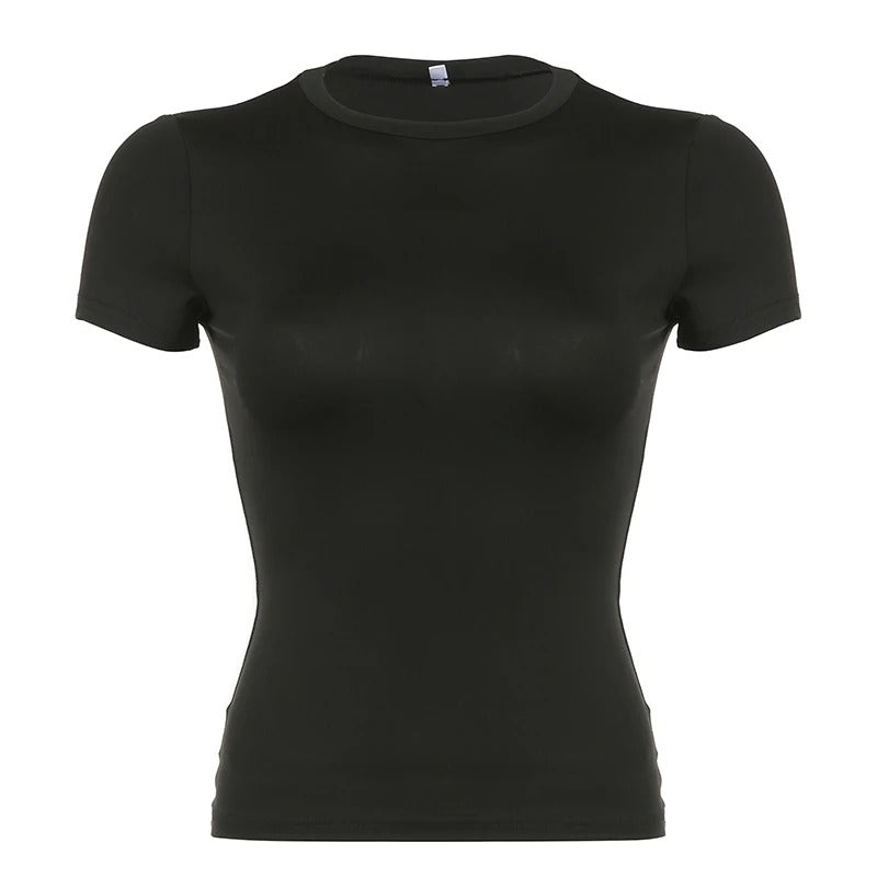 Skinny T-shirt med rund halsringning för kvinnor
