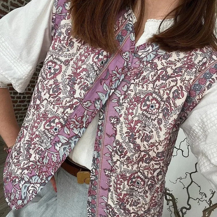 Bomullsväst med tryck för kvinnor