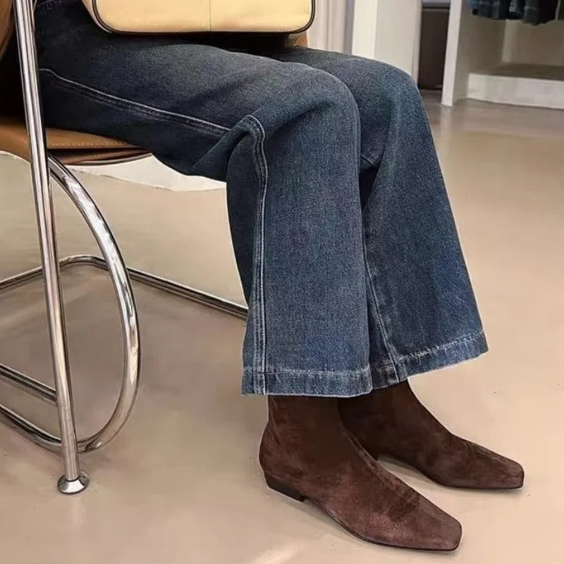 Ankelkängor i mocka för kvinnor