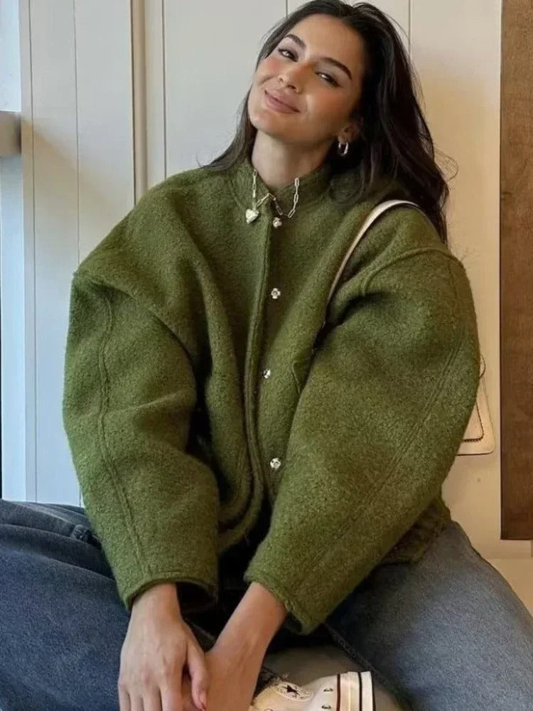 Oversized bomberjacka i tweed för kvinnor