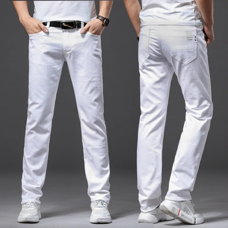 Klassiska vita Slim Fit-jeans för män