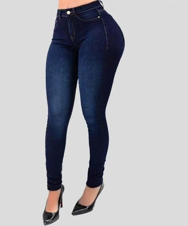Formade jeans med hög midja för kvinnor