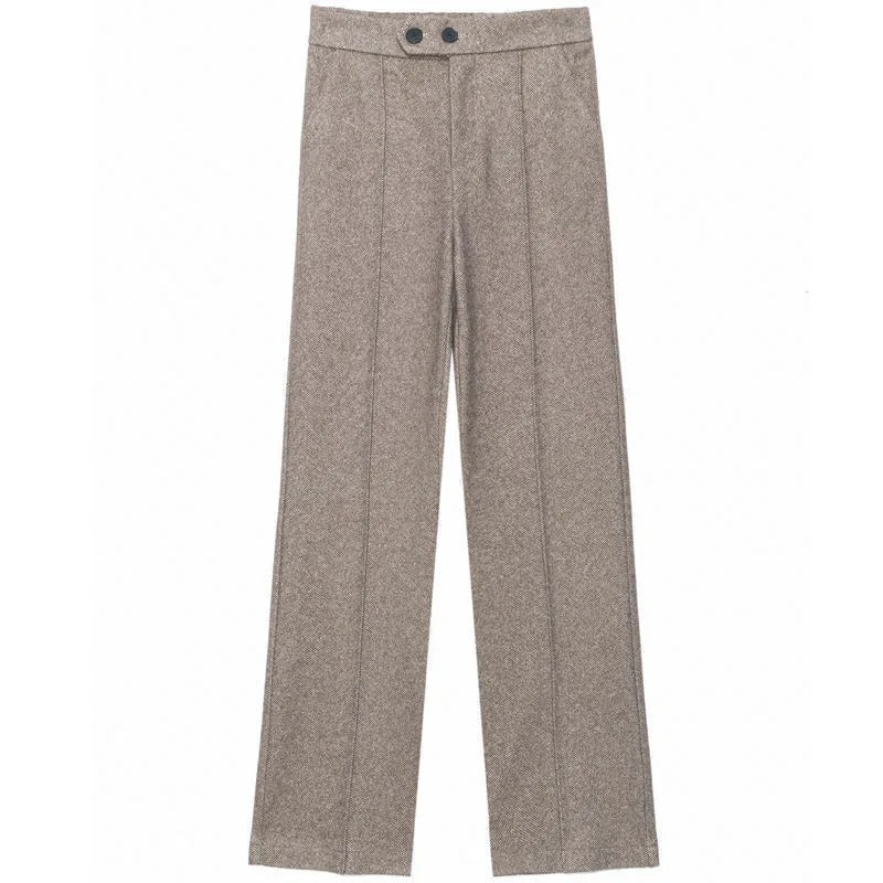 Raka byxor i ullblandning för kvinnor