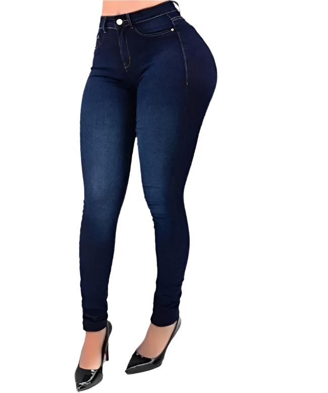 Formade jeans med hög midja för kvinnor
