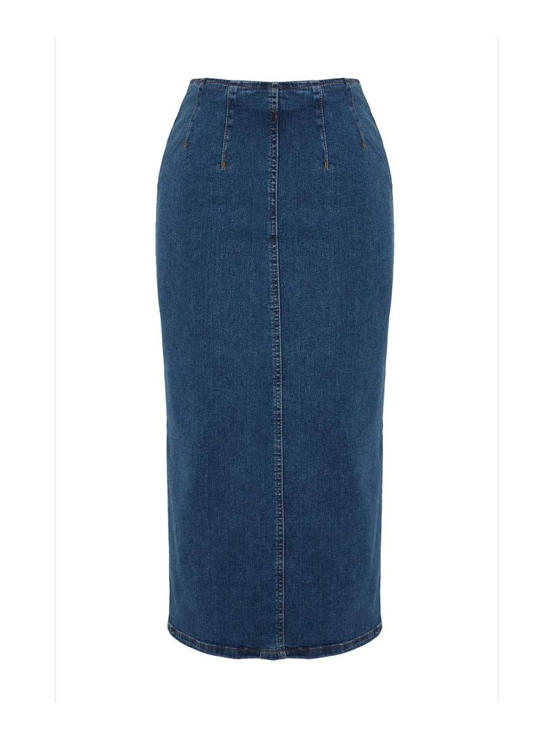 Midi Pencil Denim Kjol för kvinnor