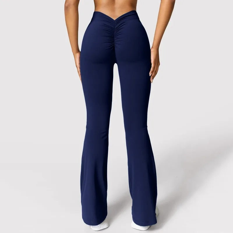Leggings med hög midja och V-rygg för kvinnor