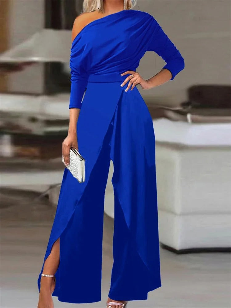 Slit Ruched Wide Leg Jumpsuit för kvinnor