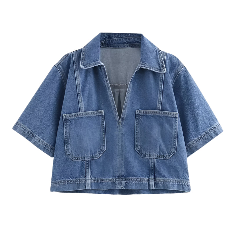 Denimkjol och kortärmad skjorta för kvinnor