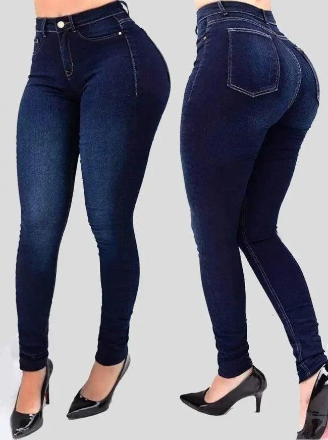 Formade jeans med hög midja för kvinnor