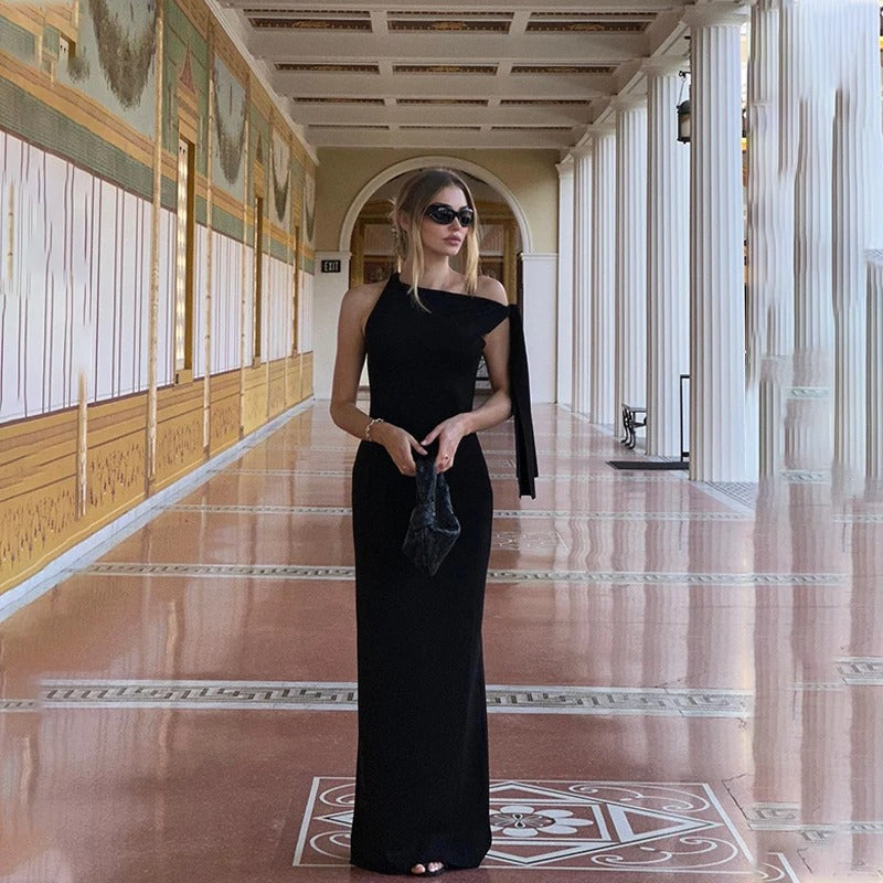 Kvinnors ärmlös slim fit aftonklänning