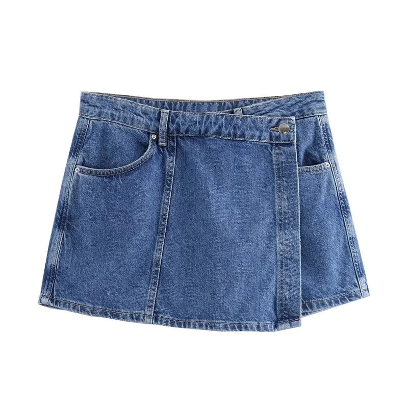 Denimkjol och kortärmad skjorta för kvinnor