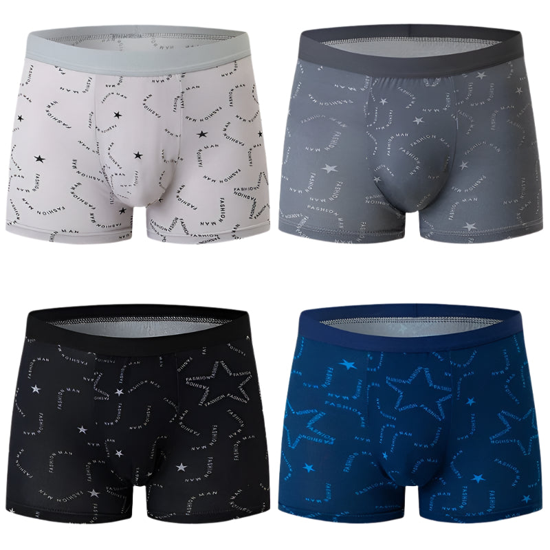 4-pack boxershorts med tryck för män