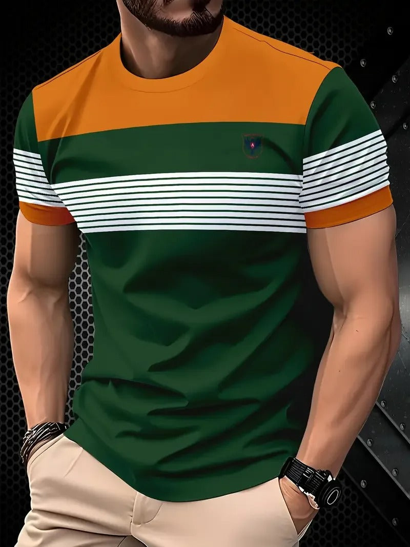 Klassisk sommar-T-shirt med ränder för män