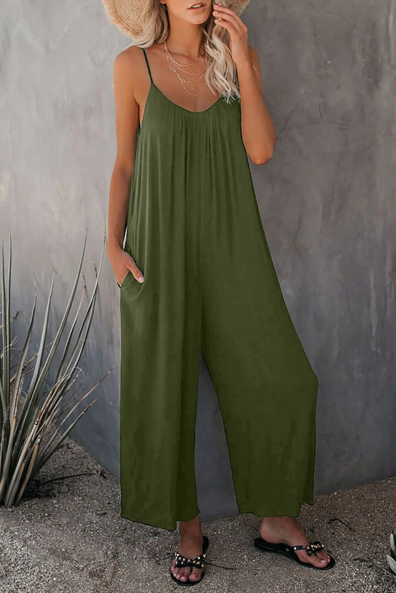 Damer med V-ringad Loose Fit Suspender Jumpsuit