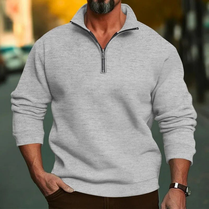Sweatshirt med halv dragkedja och ståkrage för män