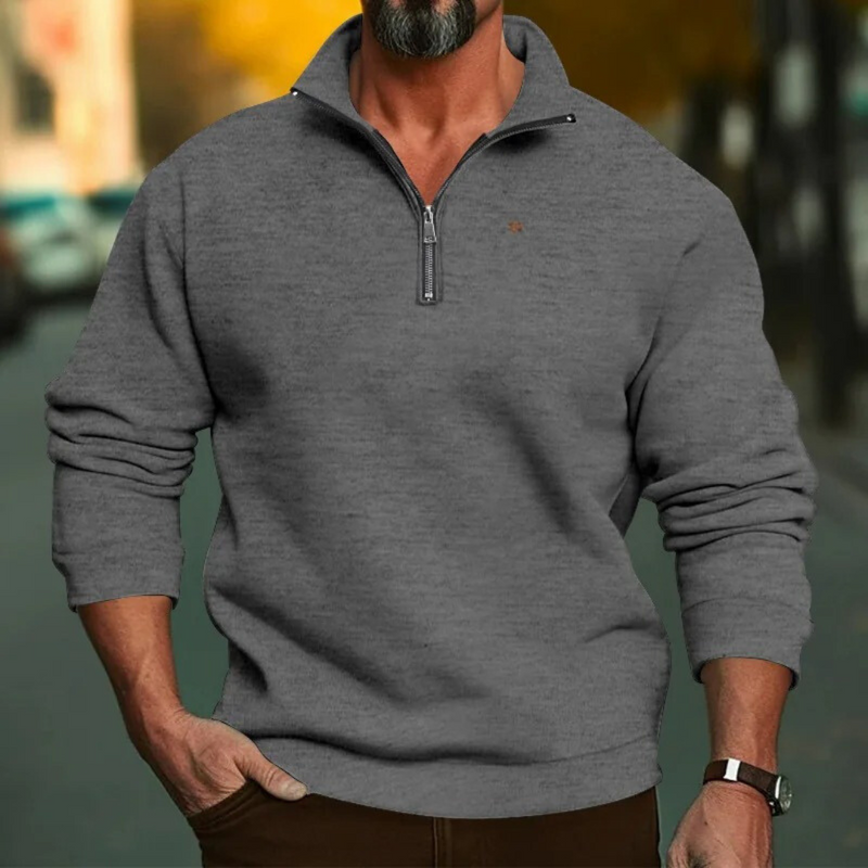 Sweatshirt med halv dragkedja och ståkrage för män