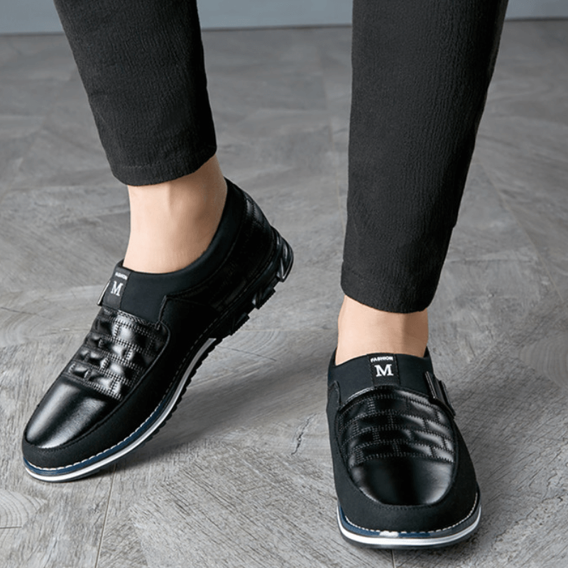 Herrskor i läder med andningsförmåga