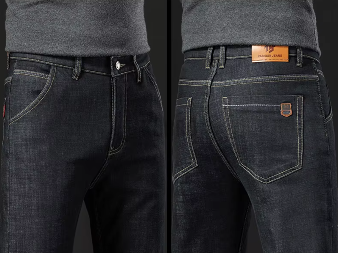 Lammfluff raka jeansbyxor för män