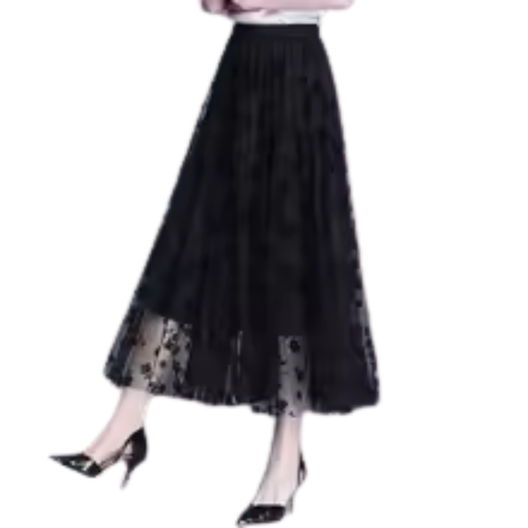 Blommig meshkjol för kvinnor