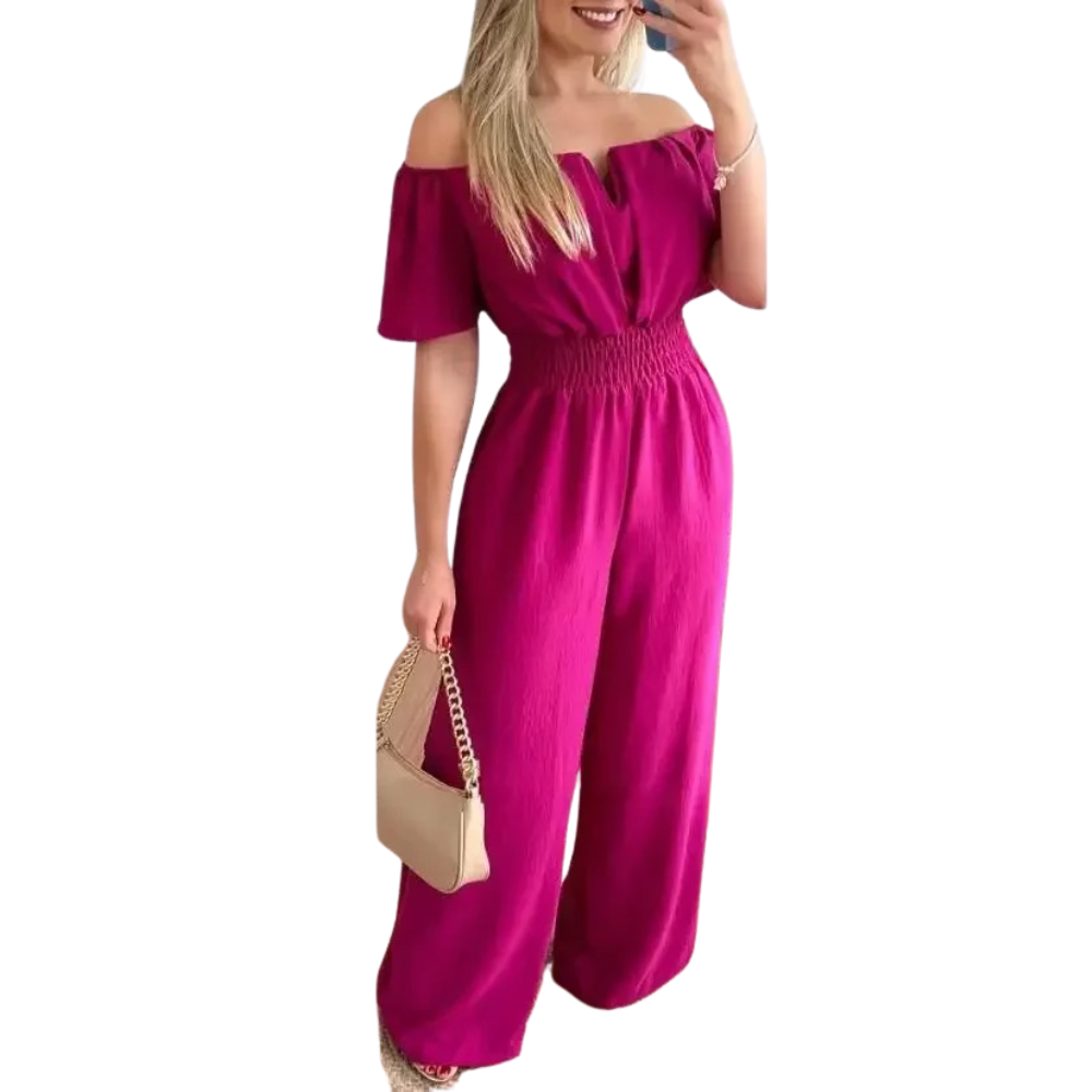 Off Shoulder Jumpsuit med vida ben för kvinnor