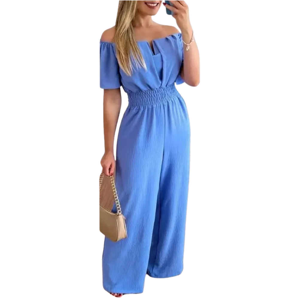 Off Shoulder Jumpsuit med vida ben för kvinnor