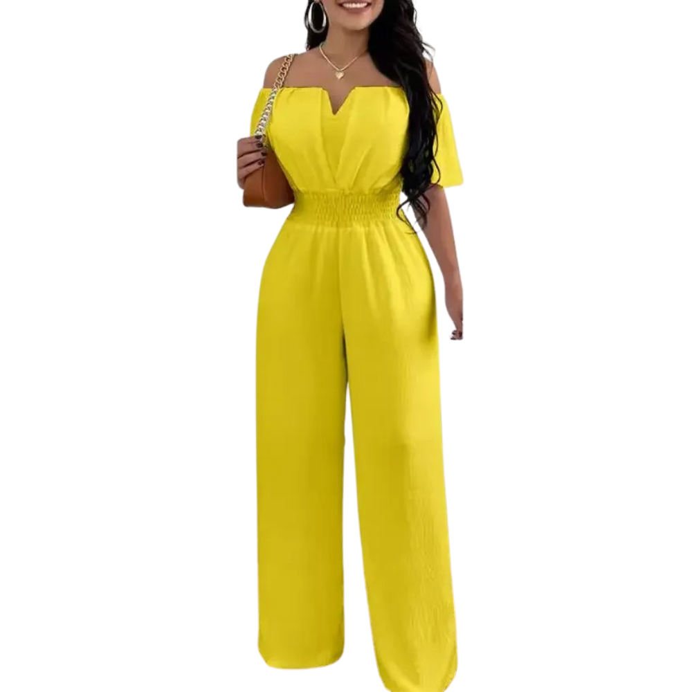Off Shoulder Jumpsuit med vida ben för kvinnor