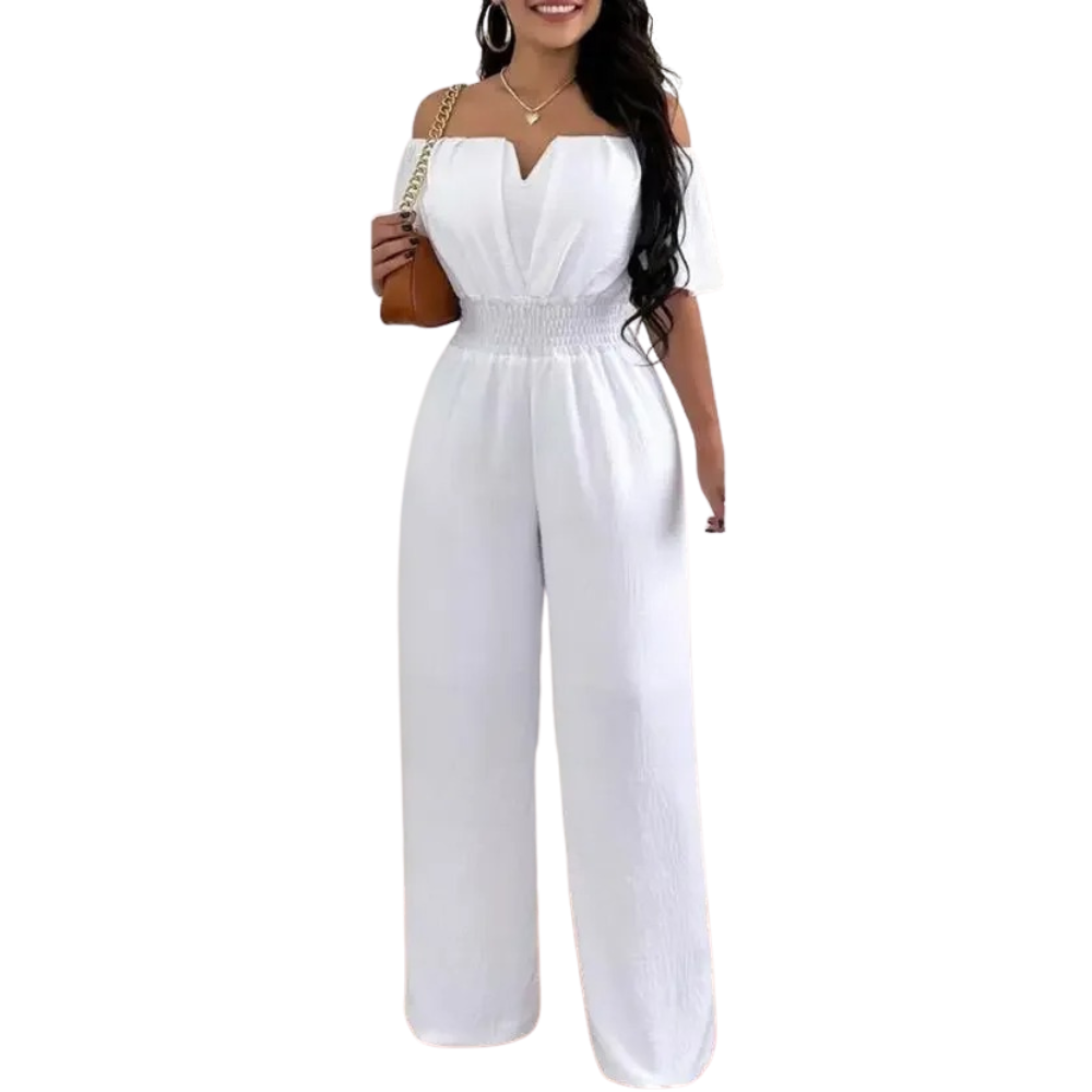 Off Shoulder Jumpsuit med vida ben för kvinnor