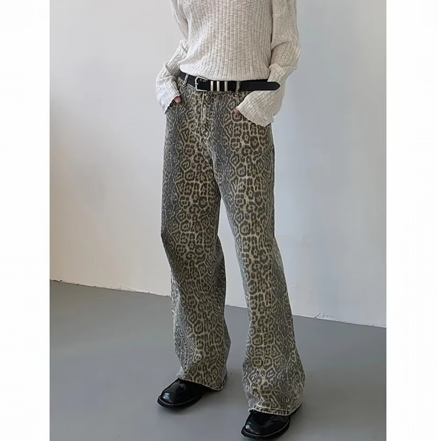 Leopardbyxor med hög midja för kvinnor