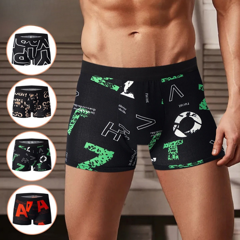 4-pack boxershorts med tryck för män