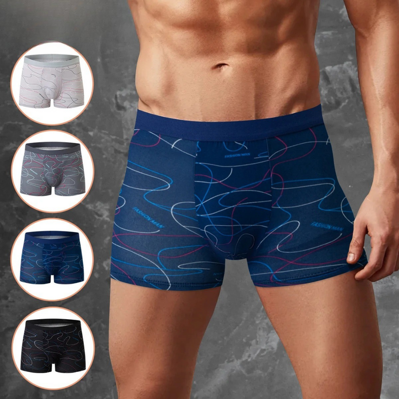 4-pack boxershorts med tryck för män