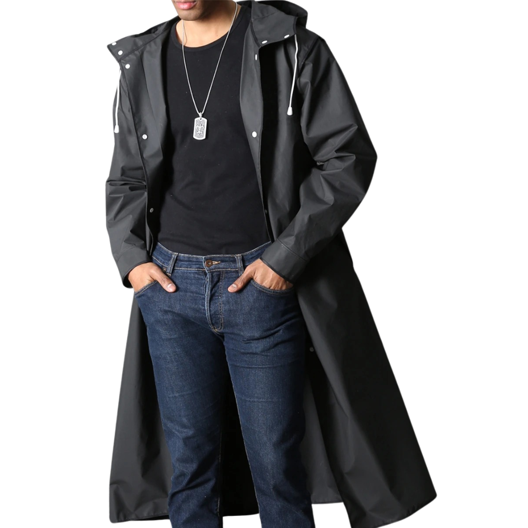 Vattentät regnrock med huva