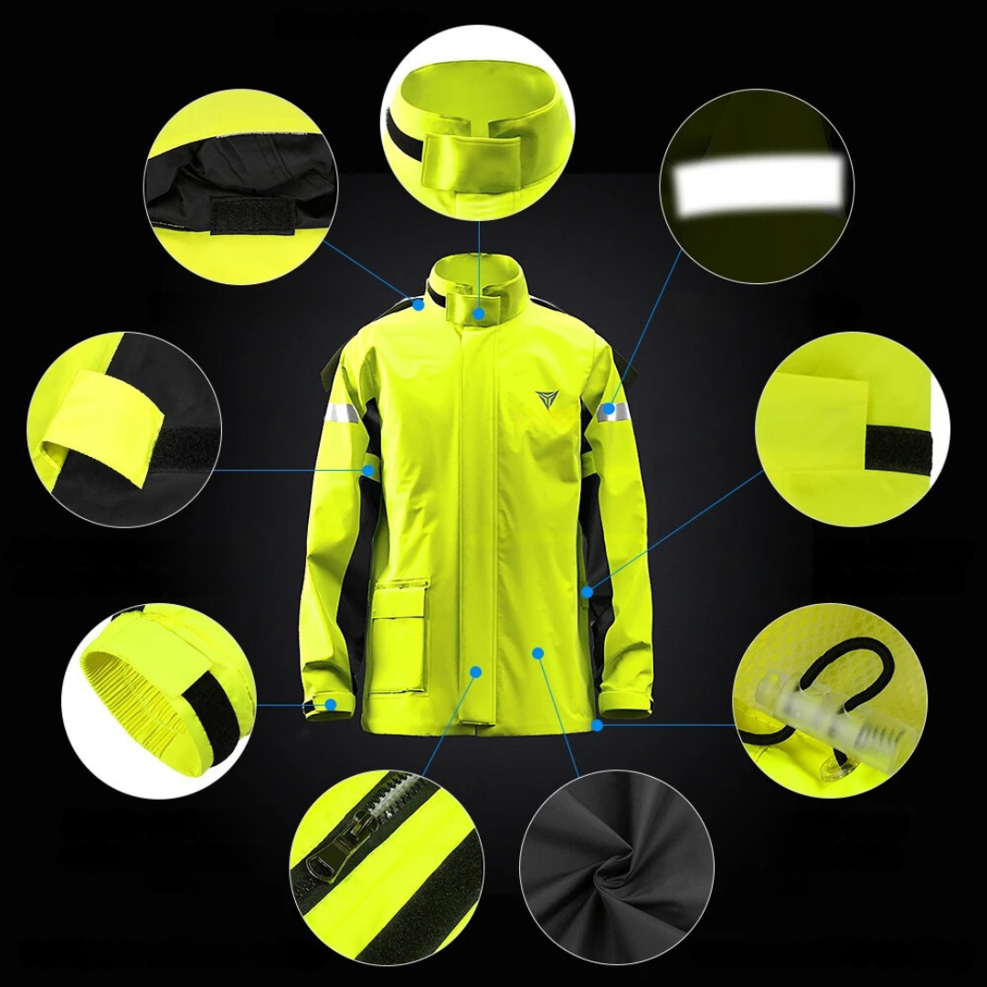 Reflekterande regndräkt för motorcykel