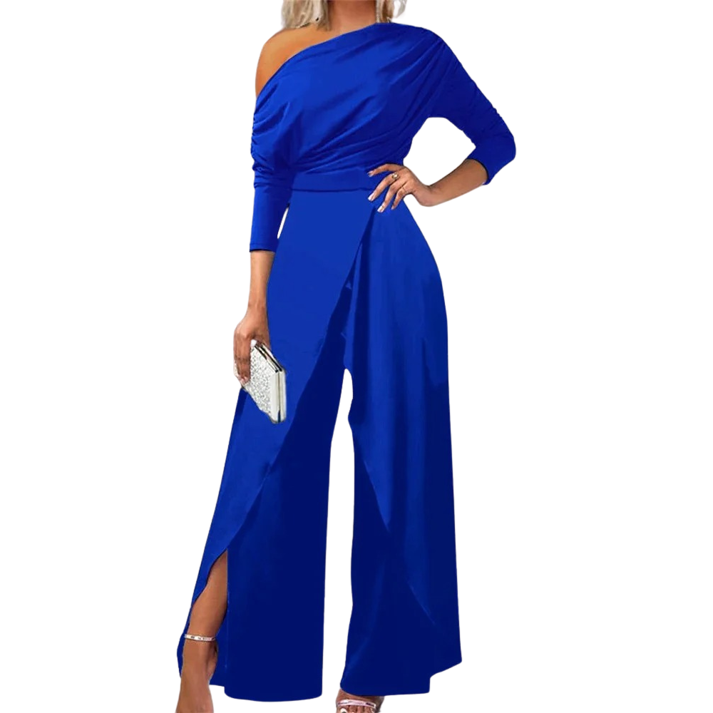 Slit Ruched Wide Leg Jumpsuit för kvinnor