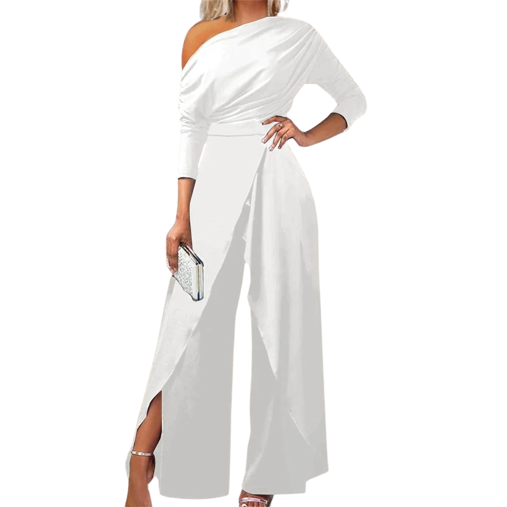Slit Ruched Wide Leg Jumpsuit för kvinnor