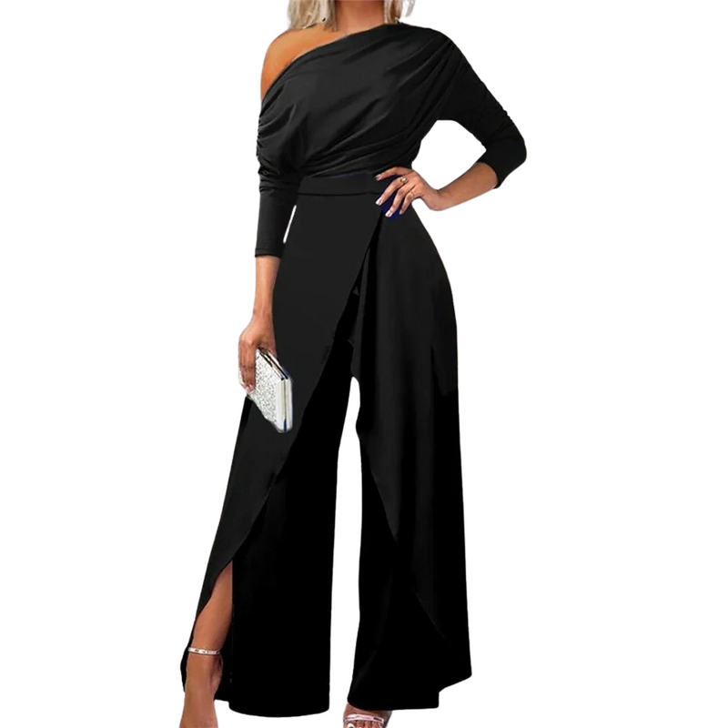 Slit Ruched Wide Leg Jumpsuit för kvinnor