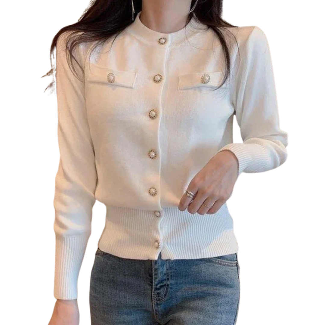 Enkelknäppt stickad cardigan för kvinnor